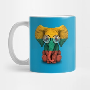 Baby Elephant with Glasses and Lithuanian Flag Mug